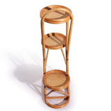 YSNUK Balcon Usine Stand Fleur Présentoir Extérieur Étagère De Rangement Jardinière en Rotin avec 3 Niveau Retro Au Sol Intérieur, Jardin