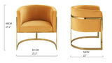 BHDesign Mercy - Fauteuil Moderne Arrondi - Velours - Acier doré - Orange