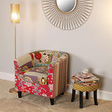 Versa Pink Patchwork Fauteuil pour Salon, Chambre ou Salle à Manger, Canapé Confortable et différent, avec accoudoirs, Dimensions (H x l x L) 56 x 62 x 64 cm, Coton et Bois, Couleur: Rose