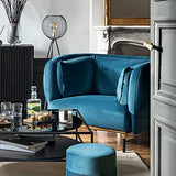 Fauteuil Velours Bleu Canard Isée Atmosphera - Bleu Canard