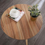 DlandHome Petite Table Basse Ronde de Canapé pour Salon/Café Table d'appoint pour Balcon, Chêne