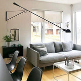 Applique Murale Bras Long Vintage Industrielle Avec Interrupteur Angle D'éclairage Réglable Lampe Murale Métal Noir Rétro Pivotant Flexible Long Bras Oscillant Liseuse E27 Pour Salon Chambre VOMI