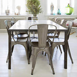 Yaheetech Chaise de Salle à Manger Lot de 4 Industrielle Tabouret de Cuisine Moderne 45 cm H Empilable avec Dossier Jardin Balcon Bistrot Café Salon Exterieur Interieur Couleur de Metal