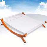 Festnight Bain de Soleil Double Lit de Jardin en Bois Blanc 200 x 188 x 42 cm
