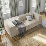 HOMIFAB Canapé modulable 3 Places en Velours côtelé Beige - Roma