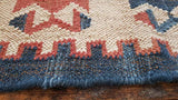Tapis Kilim Kilim noué à la main rouille, bleu et ivoire 100% laine 120x180cm