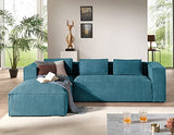 Lisa Design - Canapé d'angle Stella - Canapé 4 Places en Velours Côtelé - Style Contemporain - Fabriqué en Europe - Gauche, Bleu Canard