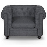 Menzzo A605l1 Contemporain Fauteuil pour Canapé Effet Lin Bois Gris 80 x 110 x 72 cm