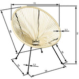 tectake 800729 2 Fauteuils Acapulco de Jardin de Salon Design rétro, pour Un Usage en intérieur et extérieur - Plusieurs Couleurs - (Beige | no. 403305)