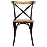 vidaXL 2X Bois de Manguier Chaises à Dossier Croisé Noir Chaise de Cuisine