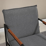 HOMCOM Fauteuil de Salon Assise revêtement synthétique avec accoudoir Structure en Acier Charge Max. 150 Kg 65,5l x 85P x 85H cm Gris