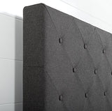 Lit à plate-forme rembourrée et cousue au diamant capitonné 35 cm Shalini ZINUS | Support à lattes en bois | Facile à monter | 160 x 200 cm | Gris foncé