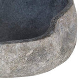 vidaXL Lavabo en Pierre de Rivière Ovale Lave-Mains de Salle d'Eau Vasque à Poser de Toilette Lave-Mains de Salle de Bain Maison 38-45 cm