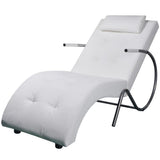 Tidyard Chaise Longue avec Coussin en Cuir Artificiel Construction Robuste 63,5 x 139 x 82 cm Blanc
