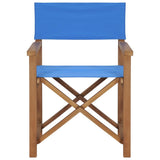 vidaXL Chaise de Metteur en Scène Chaise de Camping Chaise d'Extérieur Chaise de Jardin Chaise de Directeur Plage Bleu Bois de Teck Solide