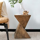 FATIVO Table d’Appoint Design Bois: Bout de Canapé de Salon Carré Béton Léger à 2 Niveaux Guéridon Style Moderne Table de Chevet Rangement pour Salon Bureau Chambre - 46x30x30cm