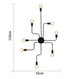 CARYS Plafonnier Lustres Retro Industriel Design Luminaire Plafonnier 8 Lampe de suspension Métal Noir E27 Pour Enfant Chambre Cuisine Salon Couloir Loft