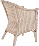 Fauteuil en rotin naturel avec coussins beige/rotin - Avec accoudoirs - Blanc vintage