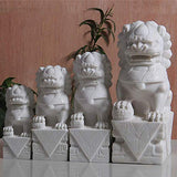 SBTXHJWCGLD Statue de Chien de Gardien de Pierre FOO, Une Paire de Chiens de Fu Foo, Lion de Chien de Feng Shui Foo, Jade de marbre Blanc d'animal de Bon augure Traditionnel Chinois, éloigner