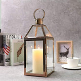 JHY DESIGN Lanternes décoratives en Or Rose 34 cm de Hauteur Lanternes à Bougie en Acier Inoxydable avec Verre trempé.pour intérieur extérieur, événements, fêtes et Mariages
