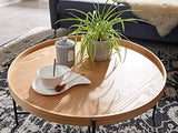 FineBuy Table Basse 78x78x40 cm Table Basse Bois/métal Table de Salon chêne | Table de Chambre Design Ronde Moderne | Table Basse en Bois | Table de Salon
