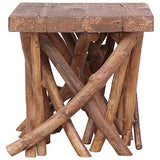 Festnight Table Basse en rondin Table de café de Style Naturel 40x40x40 cm Bois Solide