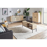 VonHaus Buffet Haut en rotin – 2 Portes, 3 tiroirs avec poignées en métal Noir – Bibliothèque, étagère en Vinyle, Armoire à Boissons, Meuble de Rangement pour Chaussures – Chambre à Coucher, Salon