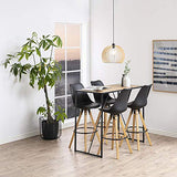 Marque Amazon - Movian Arendsee - Lot de 2 tabourets de bar, 55 x 48,5 x 111,5 cm (longueur x largeur x hauteur), Noir/ pieds en hévéa finition chêne huilé