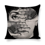 QHKYT Lina Cavalieri Housse de coussin décorative carrée en coton et lin avec motif œil personnalisé, comprend uniquement une taie d'oreiller 45 x 45 cm (A13)