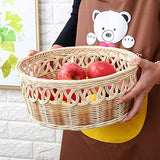 Rotin tissé Panier de Stockage, Corbeille de Fruits Snack Panier Corbeille à Pain, utilisé dans la Chambre Bureau Cuisine (Couleur : Natural, Taille : L)