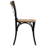 vidaXL 2X Bois de Manguier Chaises à Dossier Croisé Noir Chaise de Cuisine