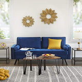 VASAGLE Canapé 3 Places, Surface en Velours, 176 x 83 x 84 cm, pour Petit Appartement, Chambre d’Amis, Chambre d’Adolescent, Cadre en Bois, Montage Facile, Bleu Roi LCS50IN
