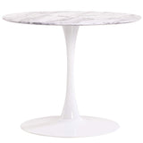 Menzzo Jasmine Table Ronde, Bois,Métal, Blanc/Gris, Taille Unique