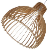 LUSSIOL, Luminaire Helsinki M, abat-jour design en lamelles de bois naturel, ampoule culot E27 x 60 W maxi, diam. 36 x H. 36 cm, câble blanc fourni, idéal pour salon, chambre, couloir, restaurant, bar