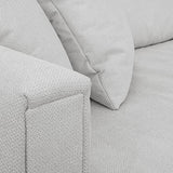 HOMIFAB Canapé 4 Places en Tissu Beige Ivoire + 4 Coussins - Denver