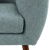 AltoBuy Marvel - Fauteuil Club Tissu Bleu Clair Pieds Bois