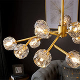 PaRfco Lustre Spoutnik en cristal avec 15 lumières, lustres en laiton, luminaire moderne en or pour salle à manger, salon