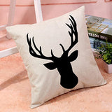 HUASHUZI Housse de coussin décorative en forme de tête de cerf - Décoration d'intérieur pour salon, canapé, lit, canapé - 45 x 45 cm
