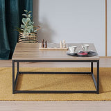 MEUBLE COSY Table Basse Salon Moderne Structure en Métal Meuble de Rangement Design, Chêne, 80x80x34cm