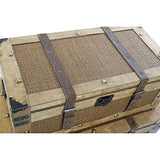 Wadiga Set de 3 Malles de Rangement Bois et Toile Marron