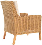 Lot de 2 fauteuils élégants en rotin avec rembourrage - Fauteuil de salon en rotin véritable (miel foncé)