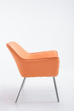 CLP Fauteuil Lounge Design Caracas Tissu I Chaise Confortable Assise et Dossier rembourrés Accoudoir I Fauteuil de Salon Piètement en Métal Orange