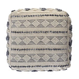 LR Home Pouf en Laine Bleu Marine/Bleu/Ivoire 45,7 x 45,7 x 35,6 cm