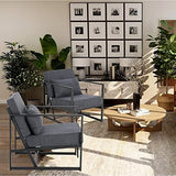 Mingone Fauteuil de Salon Canapé Monoplace Rembourré Lounge Convertible Inclinable Chaise avec Accoudoirs et Dossier Lin Gris Foncé, 1