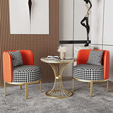 Fauteuil Relaxation,Fauteuil Salon Scandinave,Linge Pied de Poule Revêtement en Tissu,pour Salle Manger Salon Bureau Chambre(Color:Gris)