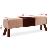 Festnight Banc Cuir Véritable Tabouret de Style Vintage Marron et Beige 160 x 28 x 50 cm