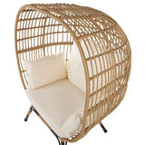 Fauteuil en Rotin Tressé pour Intérieur ou Extérieur avec Coussins Beiges Inclus Id(al pour Jardin ou Terrasse de Style Bohéme Beliani