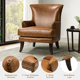 Fauteuil d'appoint en similicuir avec accoudoirs pour salon fauteuil canapé simple en cuir moderne avec garniture cloutée chaise d'appoint à oreilles en cuir végétalien canapé de salon Brown