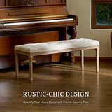 VONLUCE Banc Banquette Design Classique, Banc Rembourrée en Tissu, Banc Capitonné en Lin et Bois Massif pour Chambre Salle à Manger Salon Couloir Piano (120 x 40 x 46 cm)