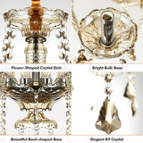 Ridgeyard Lustre Baroque Lustres de Plafond Moderne Lustre Cristal K9 Plafonnier Luminaire pour Salon Chambre Couloir Entrée, 8 Lumières, Cognac